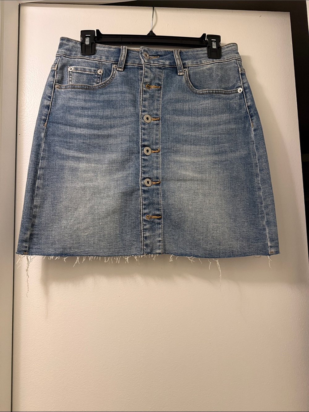 Chelsea & Violet Light Blue Button-Front Denim Mini Skirt